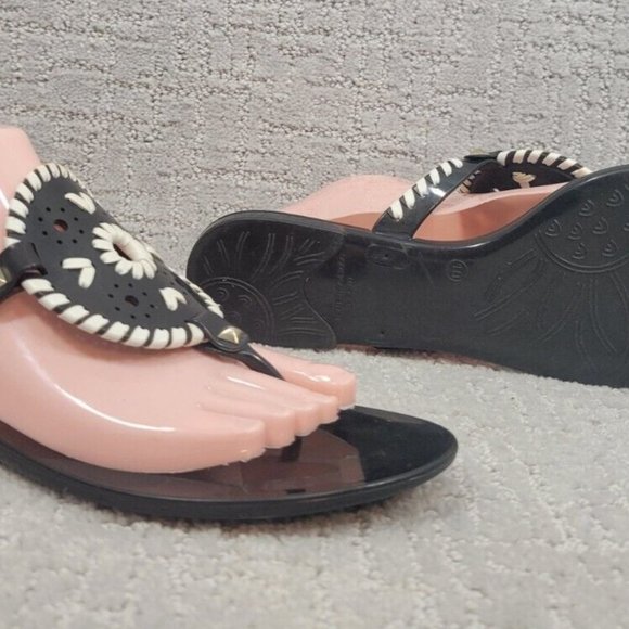 Jack rogers women's size 10 black/White georgica jelly rubber flip flops sandals - Picture 3 of 12